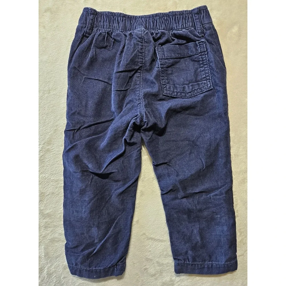 Baby GAP Corduroy Pants 18-24 Months Navy Blue Plaid Lined Elastic Waist Toddler